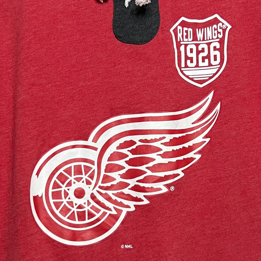 Detroit Red Wings NHL Red & Gray Raglan Sleeve Ringer Tee w/ Tie Neck Size Med - Picture 3 of 12